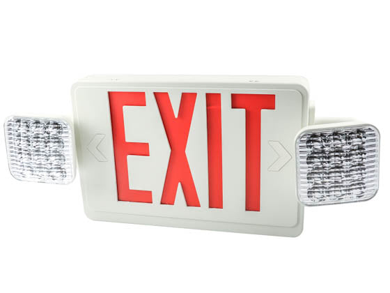 Exitronix LED Dual Head Exit/Emergency Sign - Battery Backup - Remote Head Capability