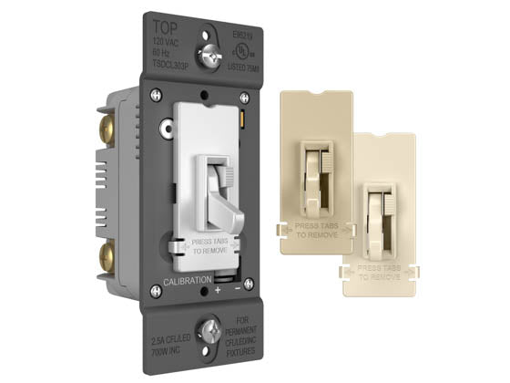 Legrand TSDCL303PTC 300W - 120V LED/CFL Slide Dimmer and Toggle On/Off Single Pole/3-Way Switch - Tri-Color