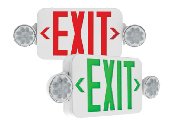 Exitronix Red or Green LED Exit Emergency Combo with Battery Backup