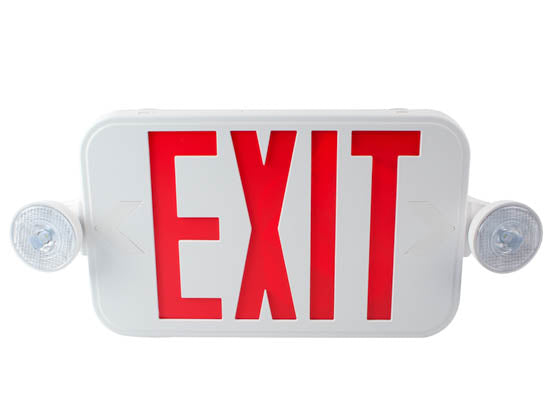 Maxlite Dual Head Exit/Emergency Sign With LED Lamp Heads - Battery Backup - Red Letters