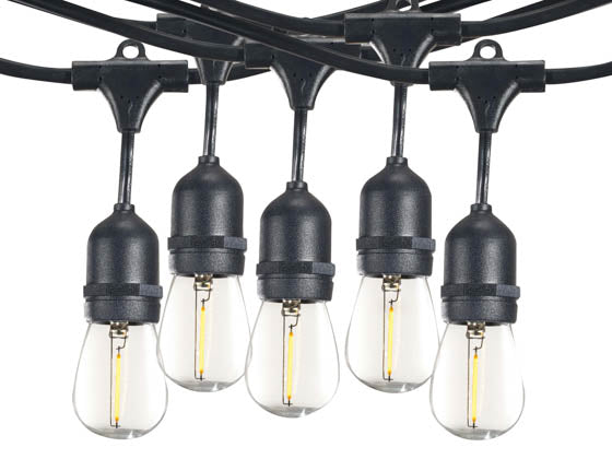 Bulbrite 12 Socket - 30 ft. String Light with Clear 2700K S14 LED Filament Bulbs