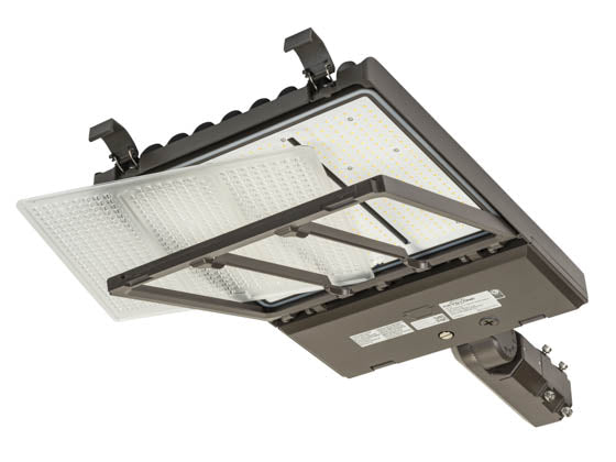 Keystone OpticSwap LED Area Fixture With Slipfitter Mount - Wattage and Color Selectable - Type III - IV & V Lenses Included - 400W HID Equivalent