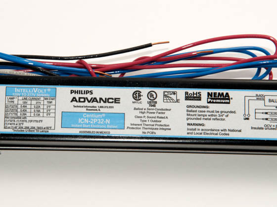 Philips Advance Electronic Ballast 120V to 277V for (2) F32T8