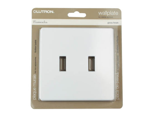 Lutron Fassada Screwless 2-Gang Wallplate - White