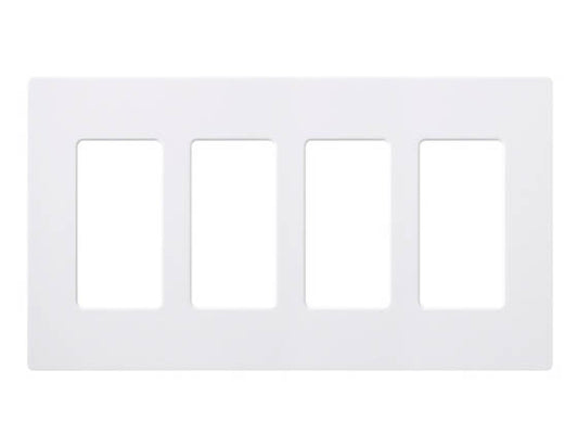Lutron Claro Screwless 4 Gang Wallplate - White