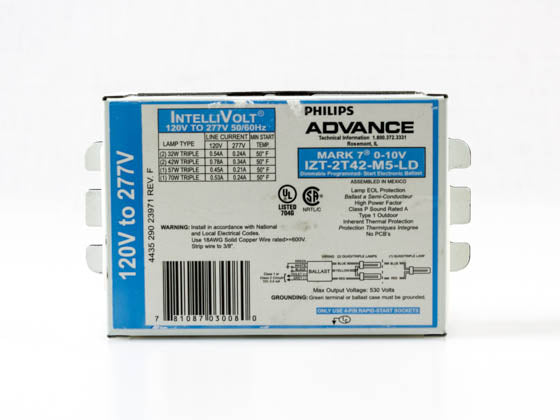 Philips Advance Electronic Dimming Ballast 120V to 277V for (2) CFL for 0 to 10V Controls