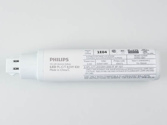 Philips 8.5W 4 Pin Horizontal 3000K G24q LED Bulb - Ballast Compatible