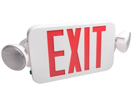 Fulham Firehorse LED Dual Head Exit/Emergency Sign With LED Lamp Heads - Red Letters