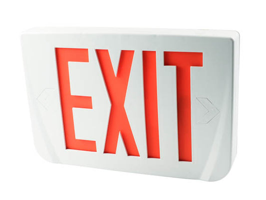 LED Exit Sign - Red Lettering - 120-277V Only With Battery Backup