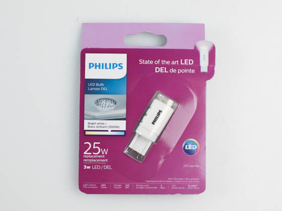 Philips Non-Dimmable 3W 120V 3000K T3 LED Bulb - G9 Base - Enclosed Rated