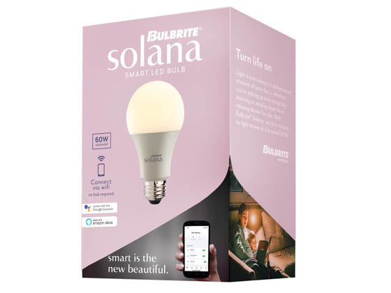 Bulbrite Solana WiFi White Color Adjusted A19 LED Bulb - No Hub Needed - Title 24 Compliant