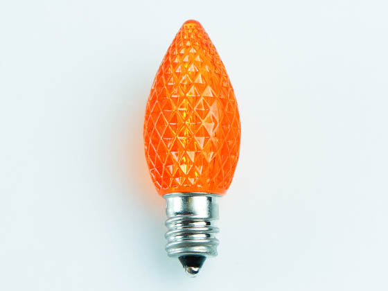 0.35W Orange C7 Holiday LED Bulb with Faceted Lens