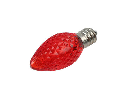 0.5W Red C7 Holiday LED Bulb with Faceted Lens