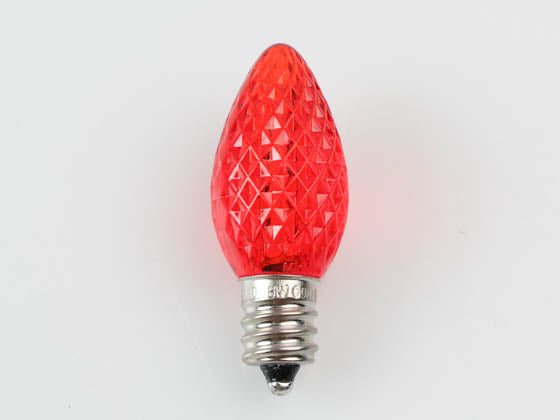 0.5W Red C7 Holiday LED Bulb with Faceted Lens