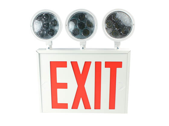 Exitronix New York City Approved Steel Combination LED Exit - Triple Head Lights