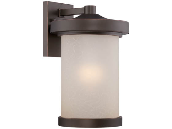 Satco Diego 10 Watt LED Large Wall Lantern with Satin Amber Glass - Mahogany Bronze Finish