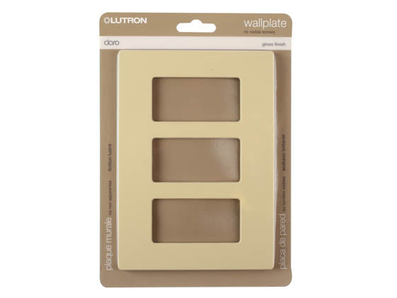 Lutron Claro Screwless 3 Gang Wallplate - Ivory