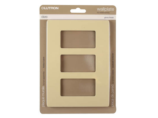 Lutron Claro Screwless 3 Gang Wallplate - Ivory