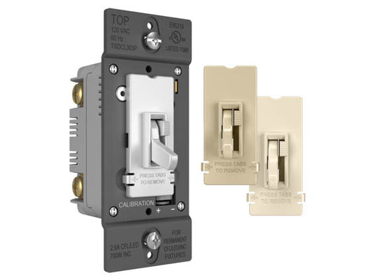 Legrand TSDCL303PTC 300W - 120V LED/CFL Slide Dimmer and Toggle On/Off Single Pole/3-Way Switch - Tri-Color