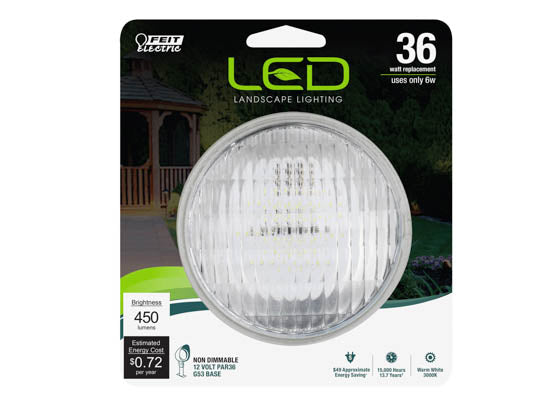 Feit 6 Watt PAR36 Non-Dimmable LED Landscape Bulb - 12 Volt - 3000K