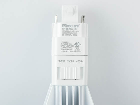 Maxlite 9W Dimmable 4 Pin Vertical Color Selectable (3000K/3500K/4000K) G24q LED Bulb - Ballast Compatible