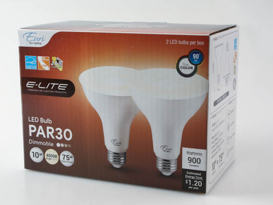 Euri Lighting Dimmable 10W 4000K 40° 90 CRI PAR30L LED Bulb (Pack of 2)