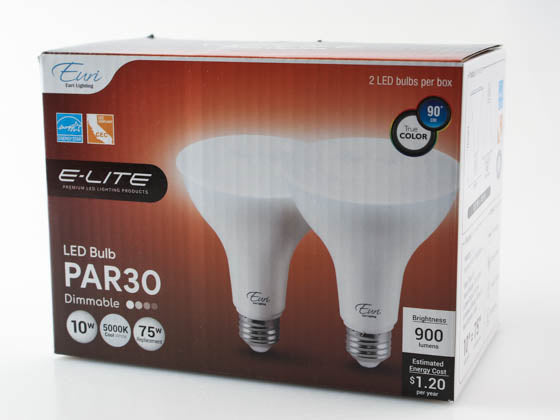 Euri Lighting Dimmable 10W 5000K 40° 90 CRI PAR30L LED Bulb (Pack of 2)