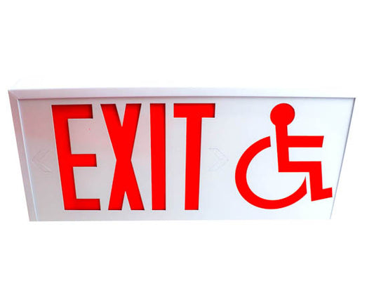 Exitronix Steel Exit Sign With Wheelchair Accessibility Symbol