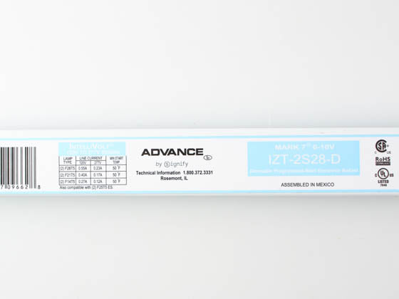 Philips Advance Electronic Dimming Ballast 120V to 277V for (2) F28T5 - F21T5 or F14T5 0 to 10V Controls