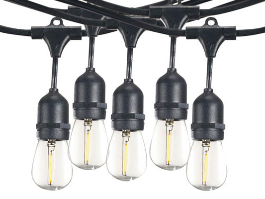 Bulbrite 10 Socket - 14 Ft. String Light with Clear 2700K S14 LED Filament Bulbs