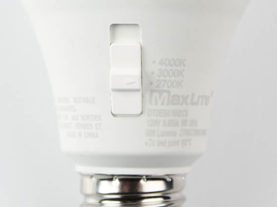 Maxlite Non-Dimmable 9W LED Dusk to Dawn A19 Bulb - Color Selectable (2700K/3000K/4000K)