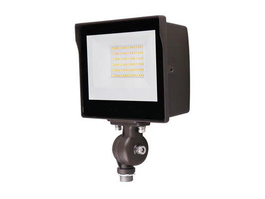 Maxlite Slim LED Flood Light Fixture With 1/2" Threaded Knuckle - Yoke Mount and Easy On/Off Photocell - Wattage and Color Selectable - 100 Watt HID Equivalent