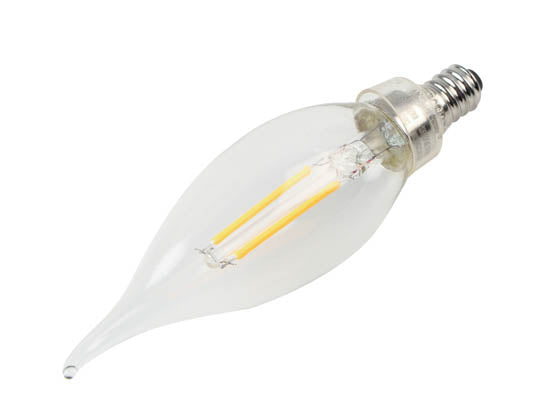 Satco Dimmable 3W 2700K CA-10 Clear Filament LED Bulb - E12 Base - California T20 Listed