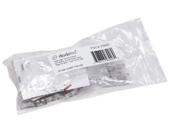 Diode LED 8mm Tape to Wire Terminal Block Connector - Screw-Down Connector (Pack of 25)
