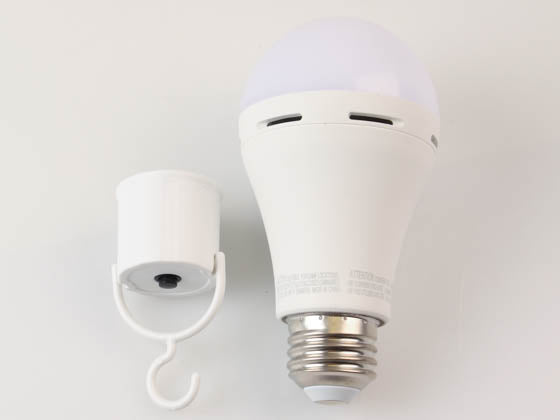 Simply Conserve 5W A-21 LED Bulb With 3.5 Hour Battery Backup - 2700K - E26 Base - Detachable Hook