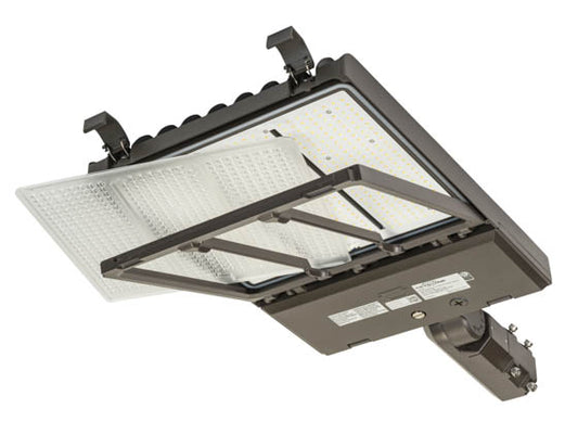 Keystone OpticSwap LED Area Fixture With Slipfitter Mount - Wattage and Color Selectable - Type III - IV & V Lenses Included - 400W HID Equivalent