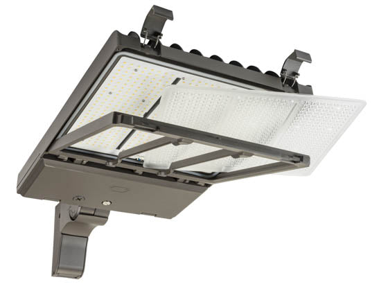 Keystone OpticSwap LED Area Fixture With Adjustable Pole Mount - Wattage and Color Selectable - Type III - IV & V Lenses Included - 1000W HID Equivalent