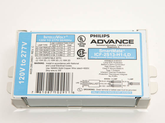 Philips Advance Electronic Ballast 120V to 277V for (2) 13W Plug-in CFL