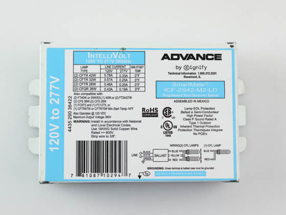 Philips Advance Electronic Ballast Kit 120V to 277V for (2) 42W Plug-in CFL